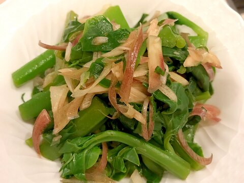 つるむらさきとミョウガのおひたし